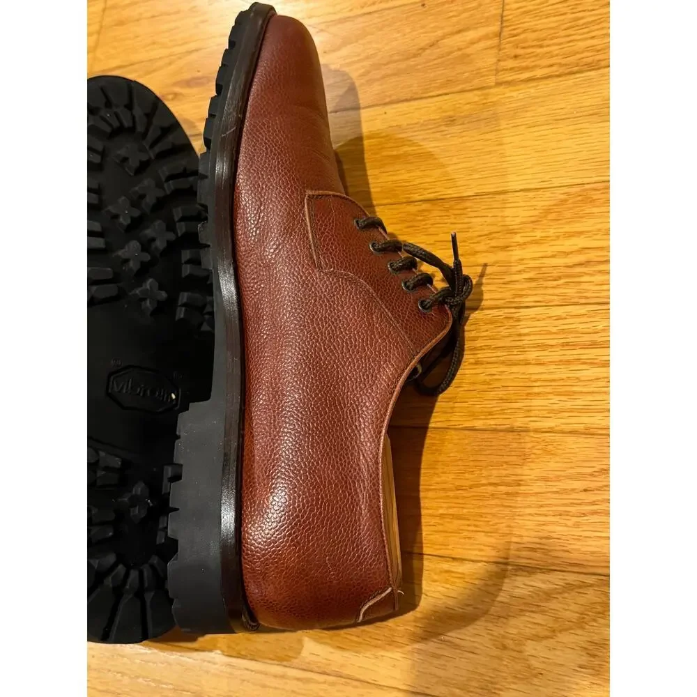 Salvatore Ferragamo Studio Brown Pebble Grain Leather Vibram Lug Derby Shoes 9D